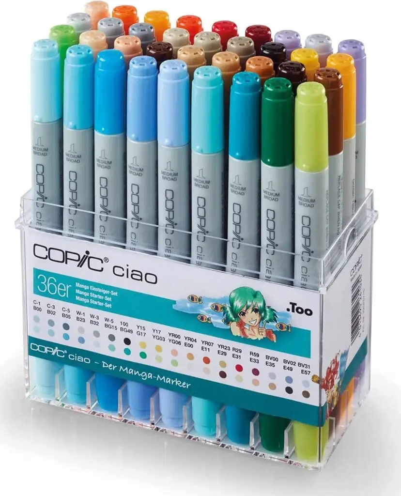 Copic Ciao – Set de 36 marqueurs à alcool pour dessin et coloriage