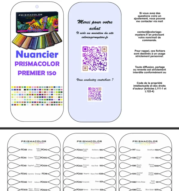 nuancier 150 couleurs Prismacolor Premier